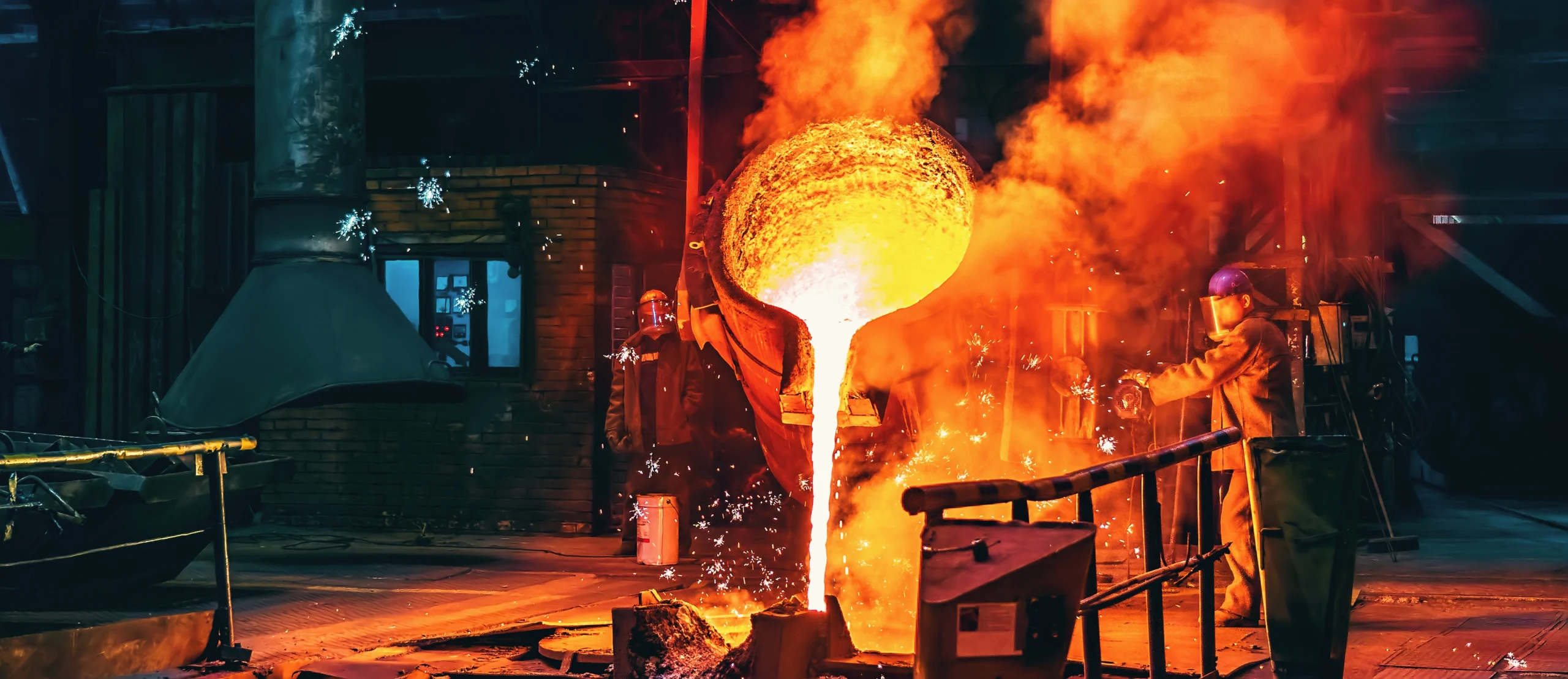 Foundry - Pouring Hot Metal from Basin