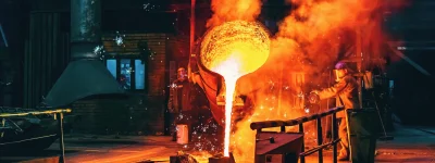 Foundry - Pouring Hot Metal from Basin