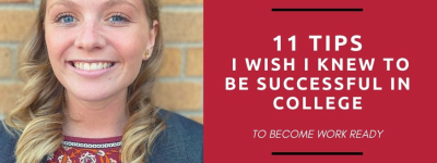 A digital graphic of Renae promoting her blog about work readiness tips.