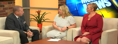 Brian is interviewed at the TV 6 studio.